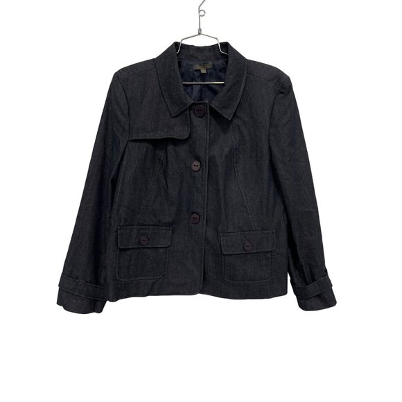 Amber Sun Denim Jacket Size XL Dark Wash Button Front Long Sleeve Black Outdoor - Picture 1 of 8